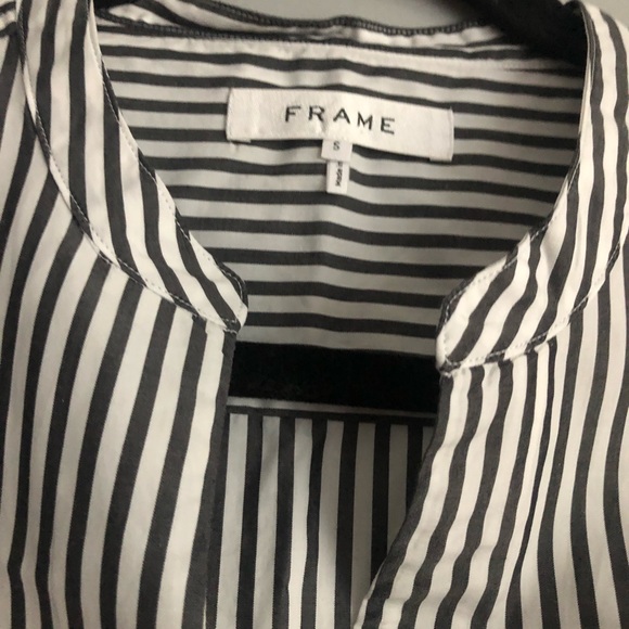 Frame Tie front Stripped poplin mini dress, size S - Picture 7 of 8